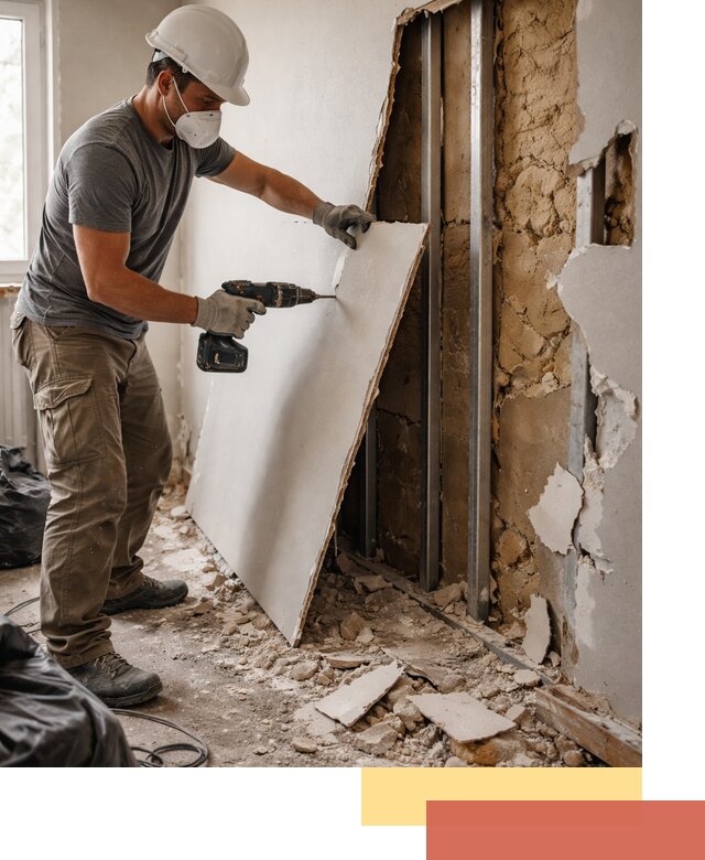 Демонтаж гипсокартона со стен в находке качественно и быстро