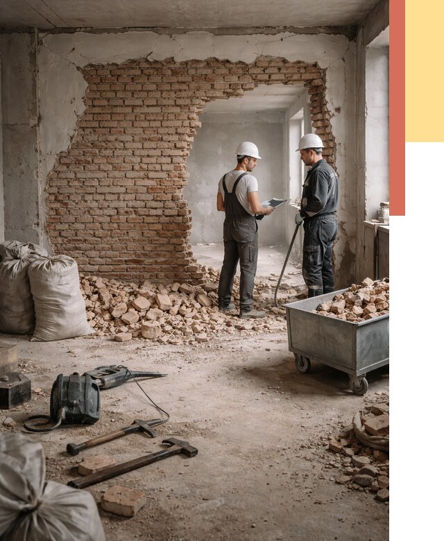 Демонтаж кирпичных стен в находке от 4332 руб. — быстро, недорого, под ключ | ОТДЕЛОЧНИК-Нхд