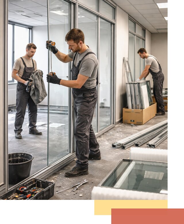 Демонтаж стеклянных перегородок в находке быстро и безопасно