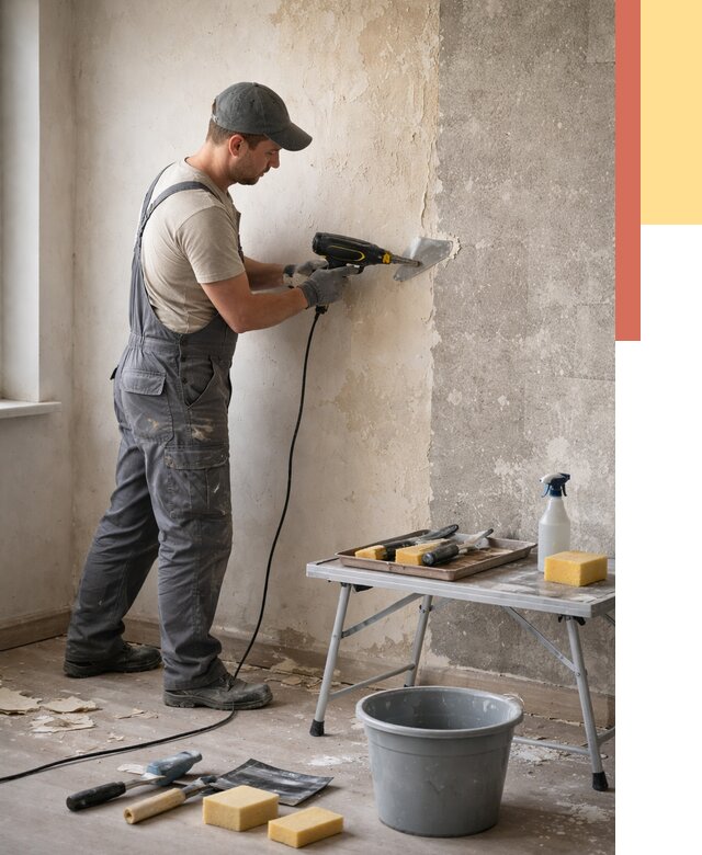 Очистка стен от клея в находке от 1908 руб. — снятие и удаление клея со стен | ОТДЕЛОЧНИК-Нхд