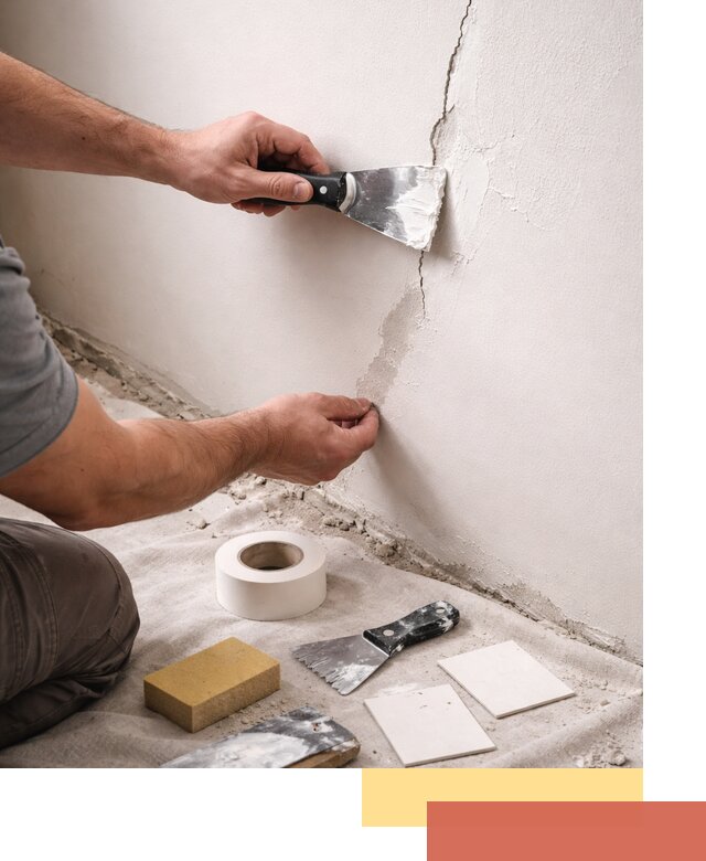 Заделка трещин и сколов в стенах и потолках в находке