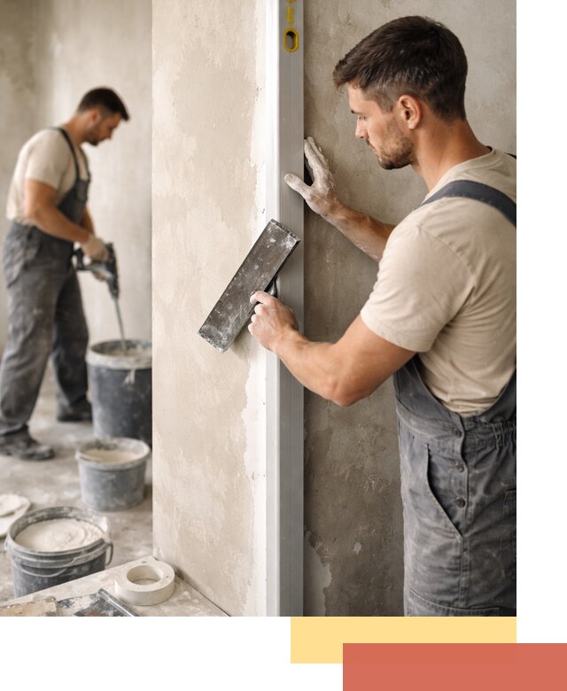 Выведение углов стен в находке: монтаж и оштукатуривание