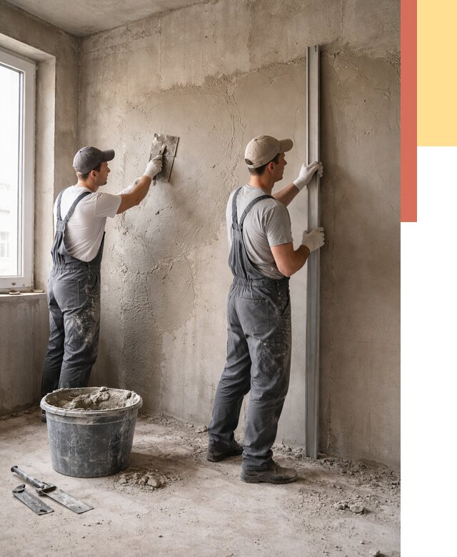Штукатурка бетонных стен в находке от 4642 руб/м² — качественно и быстро | ОТДЕЛОЧНИК-Нхд