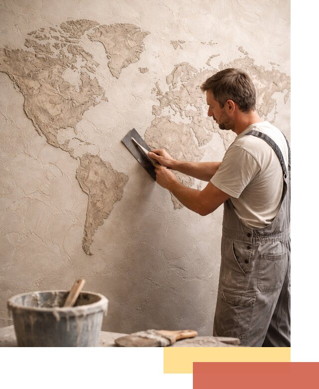 Декоративная штукатурка «Карта мира» под ключ в находке