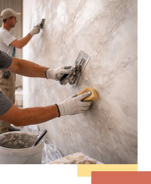 Декоративная штукатурка под мрамор в находке для стен и потолков