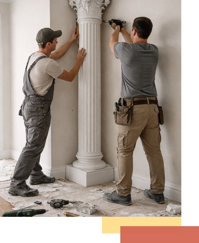 Установка декоративных колонн в находке под ключ