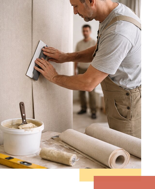 Поклейка текстильных обоев в находке профессионально и аккуратно