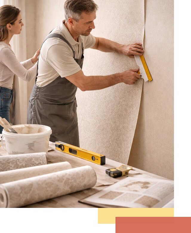 Поклейка обоев с подбором рисунка в находке