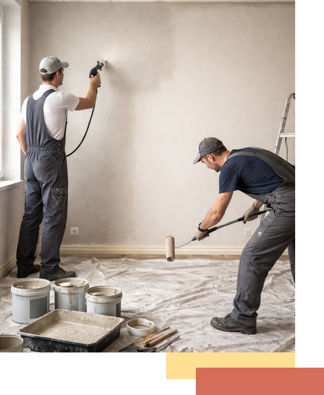 Покраска стен моющейся краской и защита поверхностей в находке