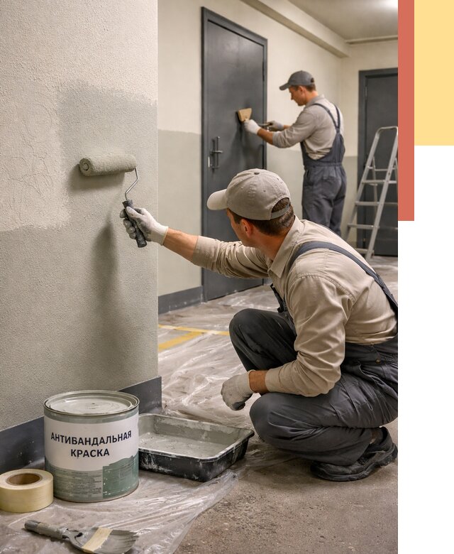 Покраска стен антивандальной краской в находке от 4642 руб./м² под ключ | ОТДЕЛОЧНИК-Нхд