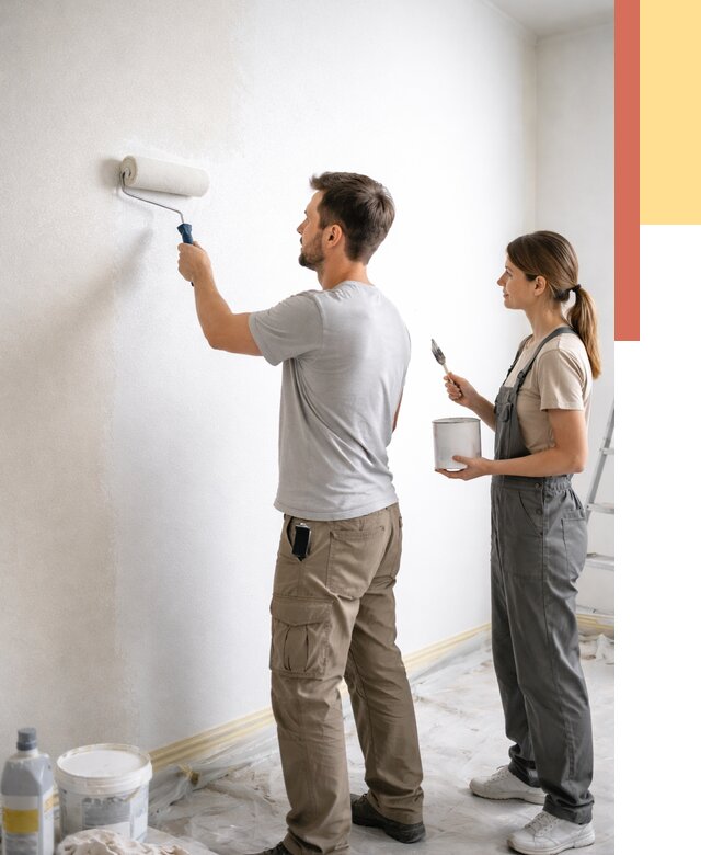 Окраска стен по стеклохолсту в находке от 4642 руб/м² под ключ | ОТДЕЛОЧНИК-Нхд