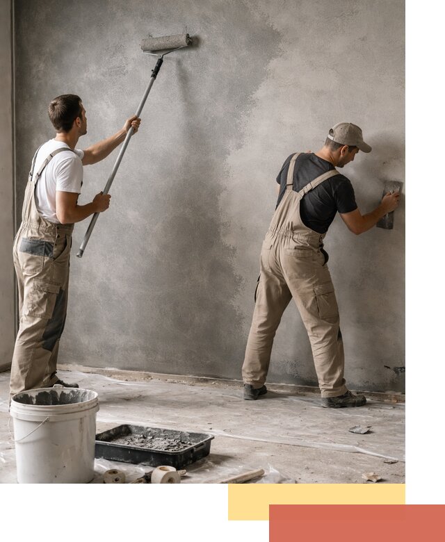 Покраска стен под бетон в находке профессионально и недорого