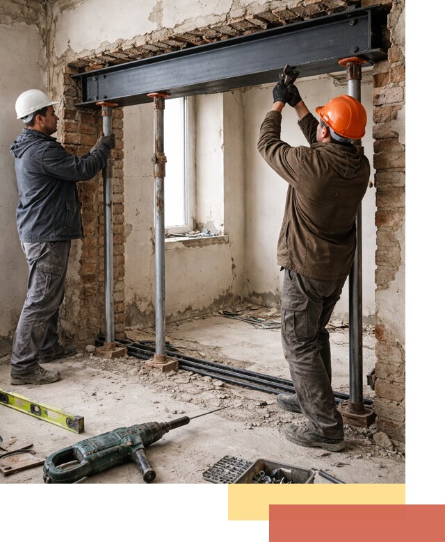 Усиление проема в стене в находке для расширения и безопасности