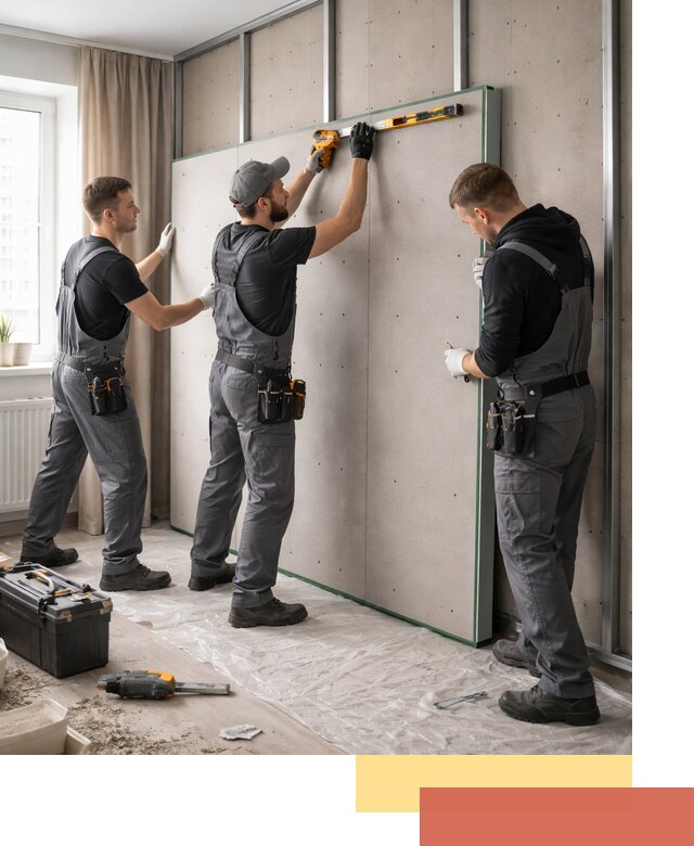 Шумоизоляция стен панелями ЗИПС в находке для жилых и коммерческих помещений