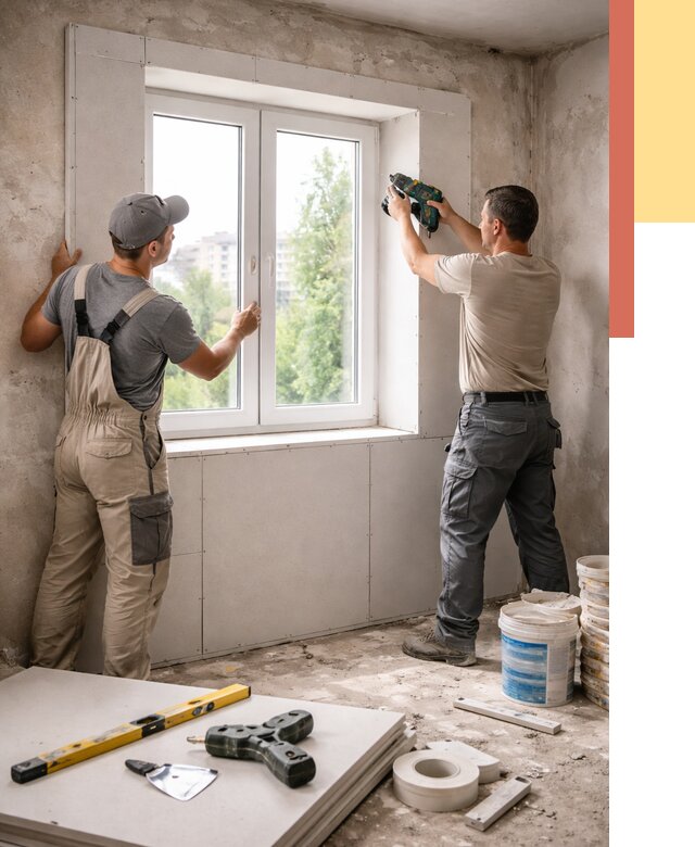 Монтаж откосов из гипсокартона в находке от 4642 руб. под ключ | ОТДЕЛОЧНИК-Нхд