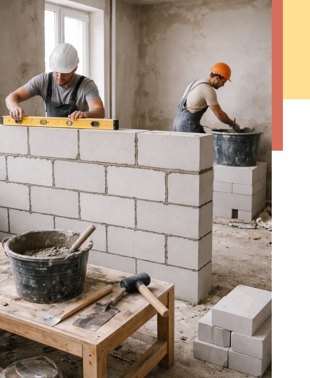 Кладка перегородок из газобетона в находке от 3301 руб. под ключ | ОТДЕЛОЧНИК-Нхд