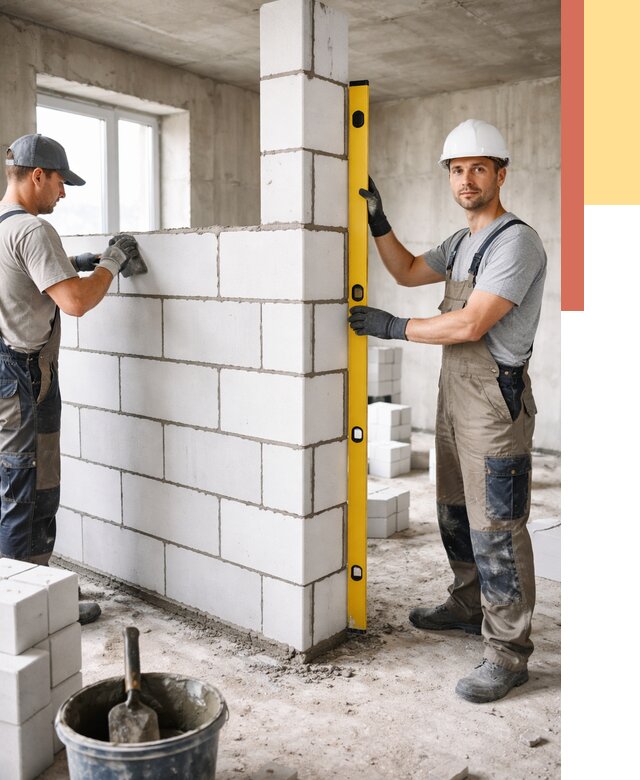 Кладка перегородок из пеноблока в находке от 1857 руб. под ключ | ОТДЕЛОЧНИК-Нхд