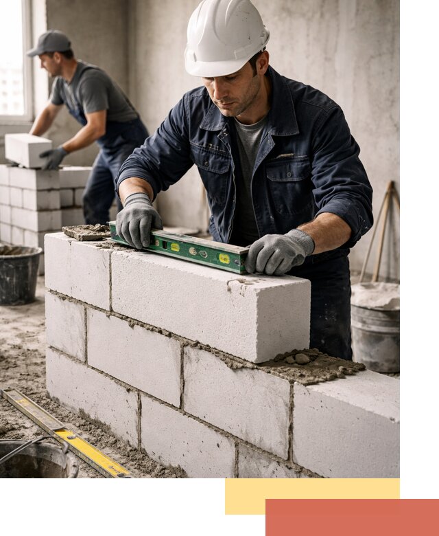 Кладка перегородок из пеноблока под ключ в находке