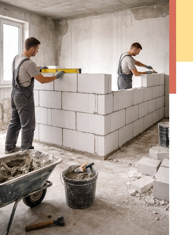 Кладка перегородок из ПГП в находке от 2579 руб./м2 — монтаж и возведение под ключ | ОТДЕЛОЧНИК-Нхд