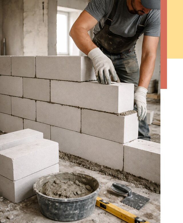 Кладка перегородок из силикатного блока в находке от 4126 руб. под ключ | ОТДЕЛОЧНИК-Нхд