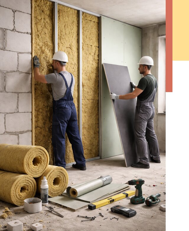 Шумоизоляция перегородок из блоков в находке от 1908 руб./м² — быстро и недорого | ОТДЕЛОЧНИК-Нхд