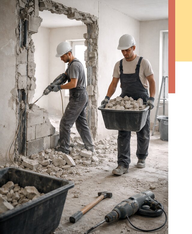 Демонтаж блоковых перегородок в находке от 3868 руб. — быстро и недорого | ОТДЕЛОЧНИК-Нхд