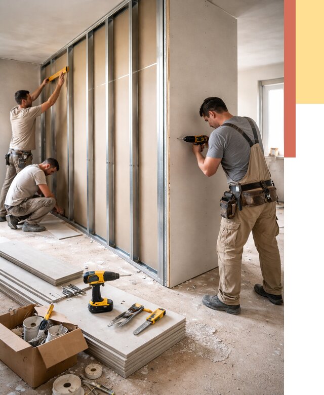 Монтаж однослойной перегородки из гипсокартона в находке от 670 руб. | ОТДЕЛОЧНИК-Нхд