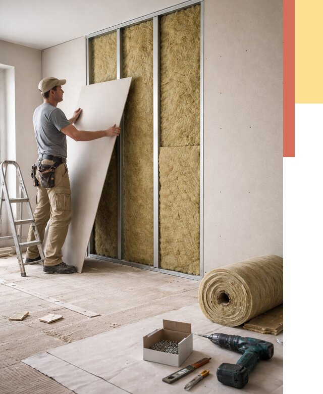 Перегородка из гипсокартона с шумоизоляцией в находке от 3218 руб. | ОТДЕЛОЧНИК-Нхд