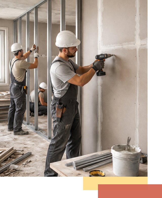 Перегородки из огнестойкого гипсокартона в находке под ключ