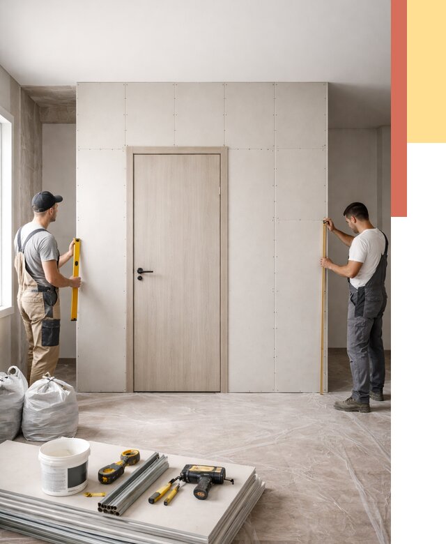 Перегородка из гипсокартона с дверью в находке от 4642 руб. под ключ | ОТДЕЛОЧНИК-Нхд