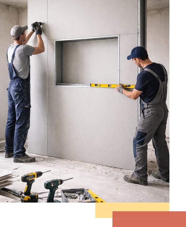 Перегородка из гипсокартона с нишей под декор в находке