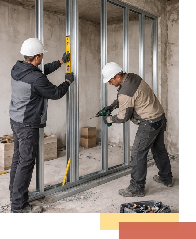 Монтаж каркаса перегородки из профиля в находке