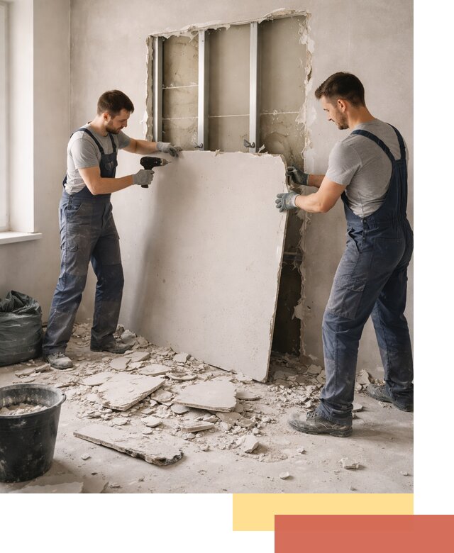 Демонтаж перегородки из гипсокартона в находке быстрый и аккуратный