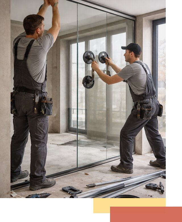 Цельностеклянные перегородки под ключ в находке