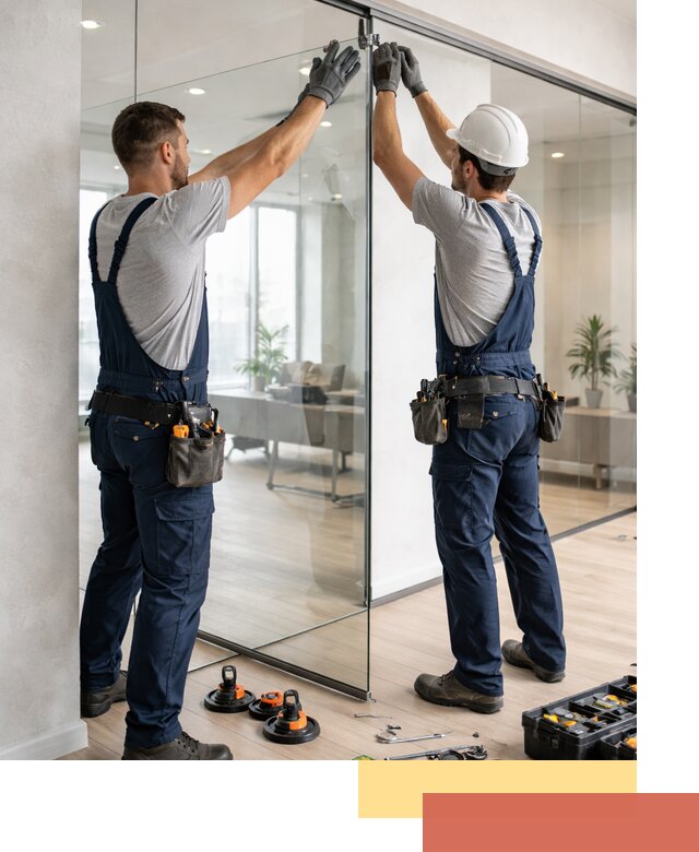 Безрамные стеклянные перегородки под ключ в находке