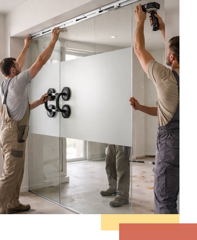 Матовые стеклянные перегородки под ключ в находке