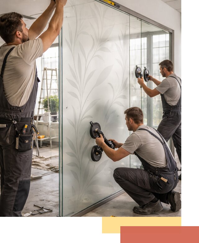 Стеклянные перегородки с рисунком на заказ в находке