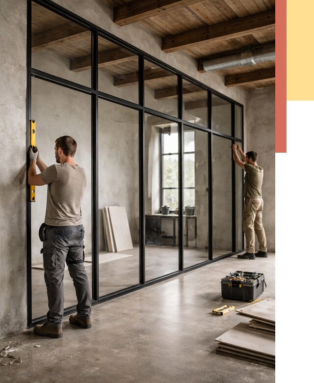 Стеклянные перегородки лофт в находке от 10831 руб. под ключ | ОТДЕЛОЧНИК-Нхд