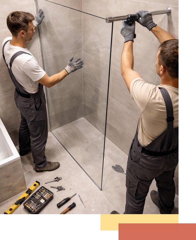 Стеклянные перегородки для душа в находке — изготовление и монтаж