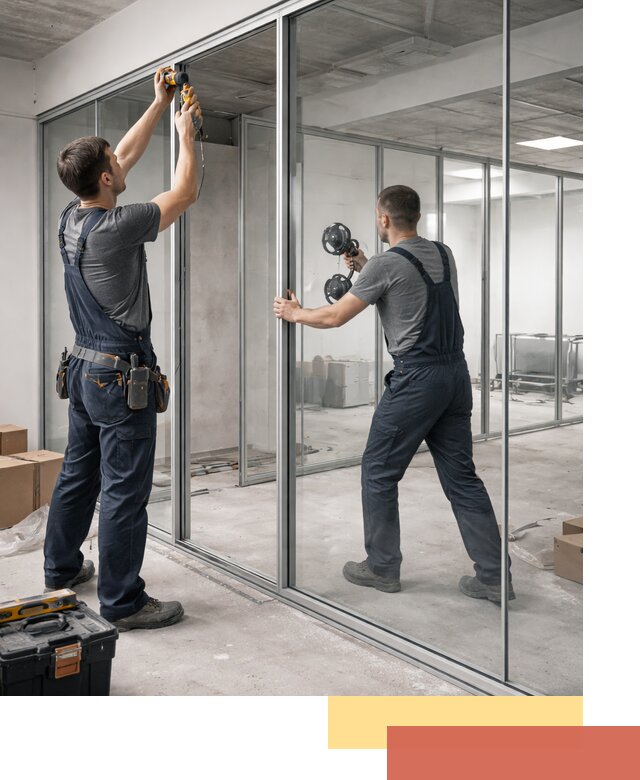 Алюминиевые перегородки со стеклом в находке — изготовление и монтаж