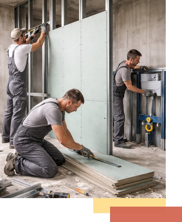 Монтаж и ремонт сантехнических перегородок в находке