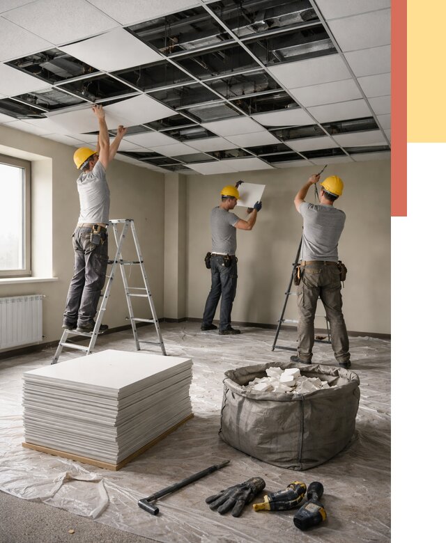 Демонтаж потолка Армстронг в находке от 4642 руб. быстро и недорого | ОТДЕЛОЧНИК-Нхд