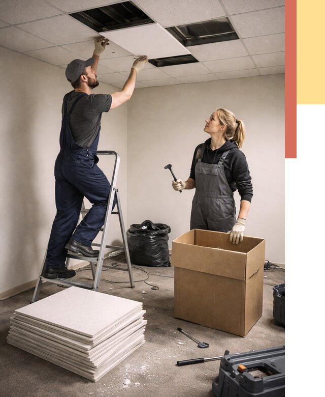 Демонтаж потолочной плитки в находке от 4642 руб. быстро и недорого | ОТДЕЛОЧНИК-Нхд