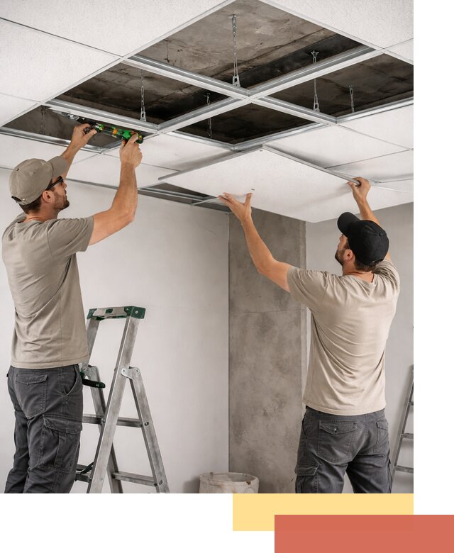 Монтаж потолка Армстронг под ключ в находке