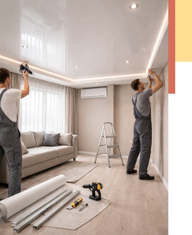 Монтаж глянцевого натяжного потолка в находке от 774 руб. под ключ | ОТДЕЛОЧНИК-Нхд