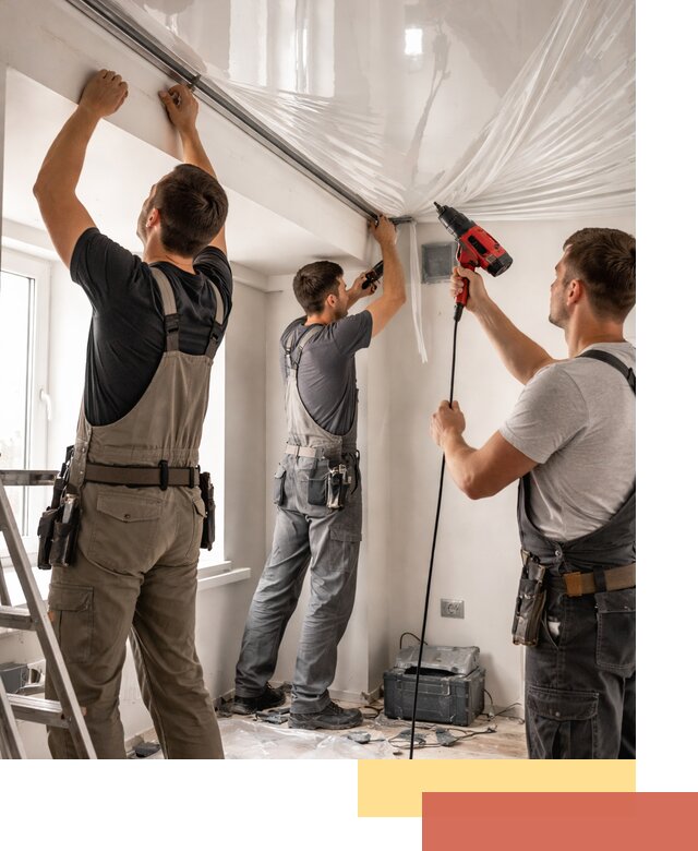 Монтаж глянцевого натяжного потолка в находке быстро и качественно