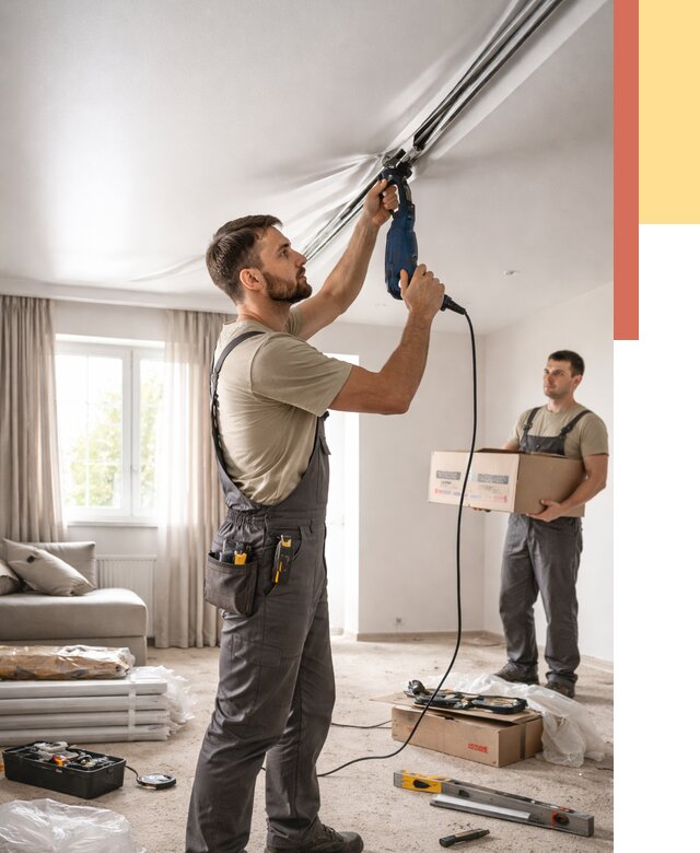 Монтаж сатинового натяжного потолка в находке от 3610 руб. | Быстро, недорого — ОТДЕЛОЧНИК-Нхд