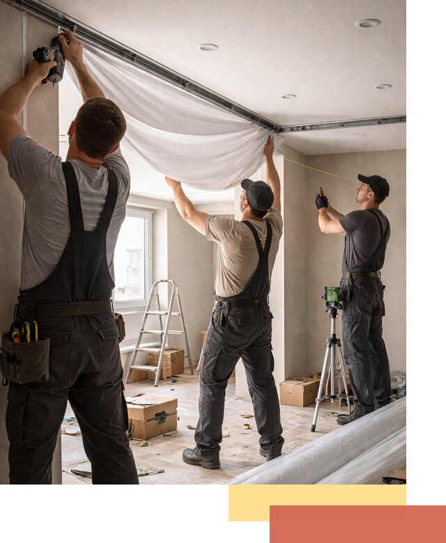 Монтаж парящего натяжного потолка под ключ в находке