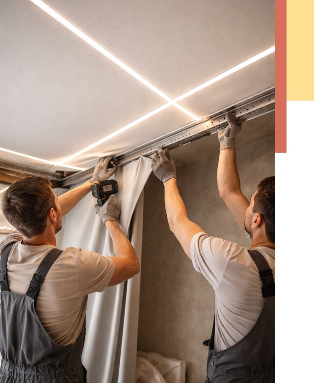 Монтаж натяжного потолка со световыми линиями в находке от 1238 руб. | ОТДЕЛОЧНИК-Нхд