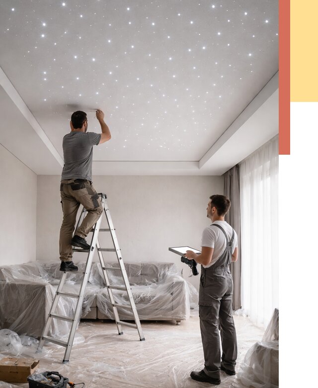 Монтаж натяжного потолка «звездное небо» в находке от 6705 руб. | ОТДЕЛОЧНИК-Нхд